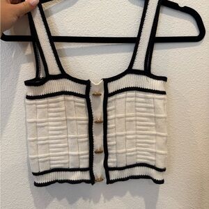 Trendy Boutique Black and White Knit Tank Top
